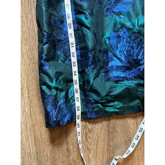 Peruvian Connection Emerald Green Blue Floral Dress US 8 - Picture 8 of 11